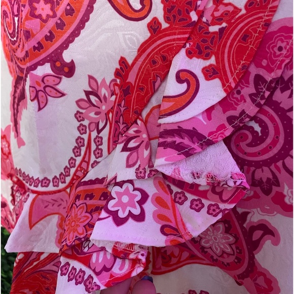 Shein Skirt White/Pink/Orange Size Small - Picture 4 of 5